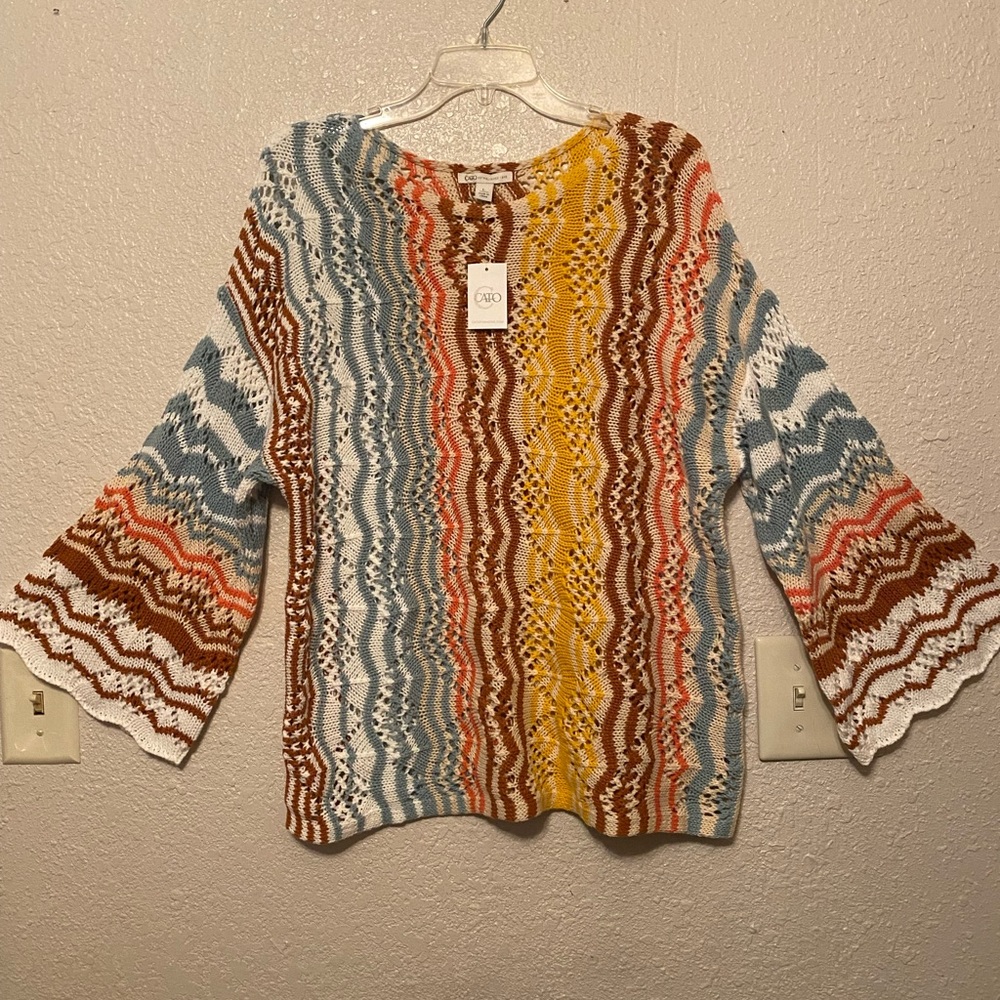 COPY - NWT CATO CROCHET MULTI COLOR KNIT TOP SIZE L